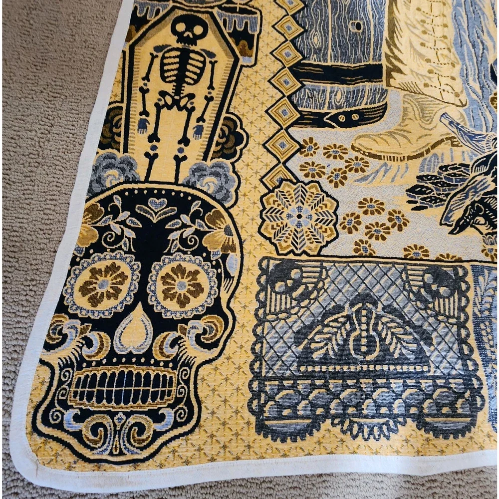 Day of the Dead Blanket Dia de los Muertos Woven Throw Calavera Couple 82x89